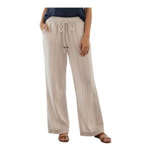 Beau Dawson Linen blend Pants Pull On Loose Fit Pockets Neutral Striped Size M